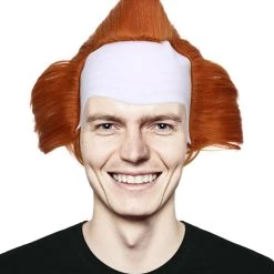 HPO Mad Clown | Men's The Dancing Clown Orange Bald Cap Wig