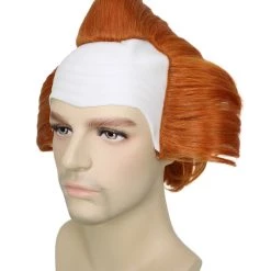 HPO Mad Clown | Men's The Dancing Clown Orange Bald Cap Wig
