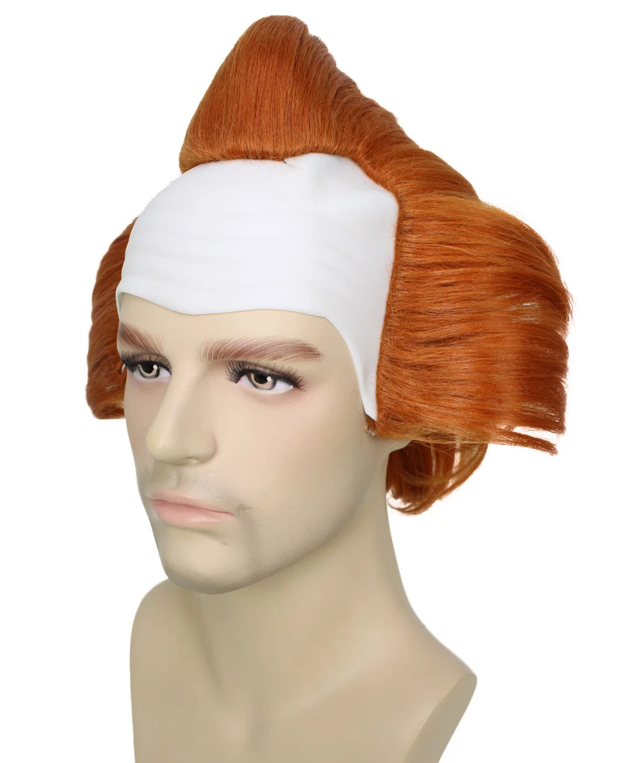 HPO Mad Clown | Men's The Dancing Clown Orange Bald Cap Wig 2 HPO Mad Clown | Men's The Dancing Clown Orange Bald Cap Wig
