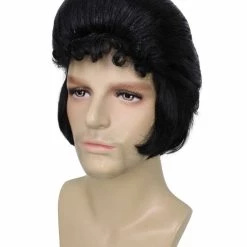 BC Adult Men's Black Color Straight Updo Rock And Roll Icon Wig