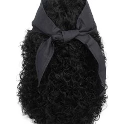 BC Men's Long Black Color Curly Pirate Buccaneer Wig With Bandana