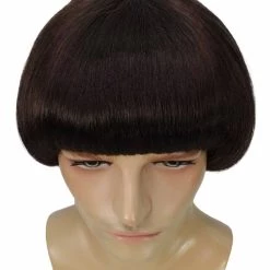BC Adult Men's Dark Brown Color Straight Retro Bowl Wig