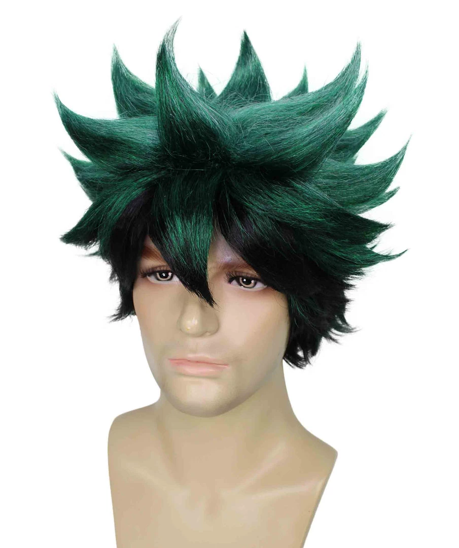BC Adult Men's Dark Green Color Spiked Cosplay Wig 2 BC Adult Men's Dark Green Color Spiked Cosplay Wig