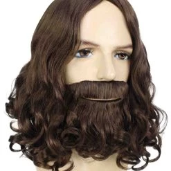 BC Adult Men's Dark Brown Color Wavy Shoulder Length Lumber Jack Wig With Full Mustache And Beard 14 BC Adult Men's Dark Brown Color Wavy Shoulder Length Lumber Jack Wig With Full Mustache And Beard