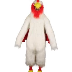 HPO White Chicken Costume With Mask - Long Synthetic Fibers Bundle Men's