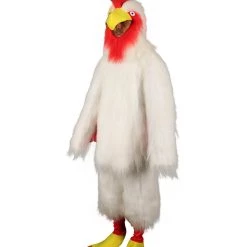 HPO White Chicken Costume With Mask - Long Synthetic Fibers Bundle Men's
