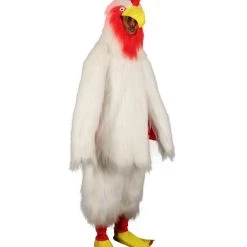 HPO White Chicken Costume With Mask - Long Synthetic Fibers Bundle Men's