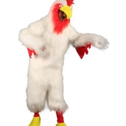 HPO White Chicken Costume With Mask - Long Synthetic Fibers Bundle Men's