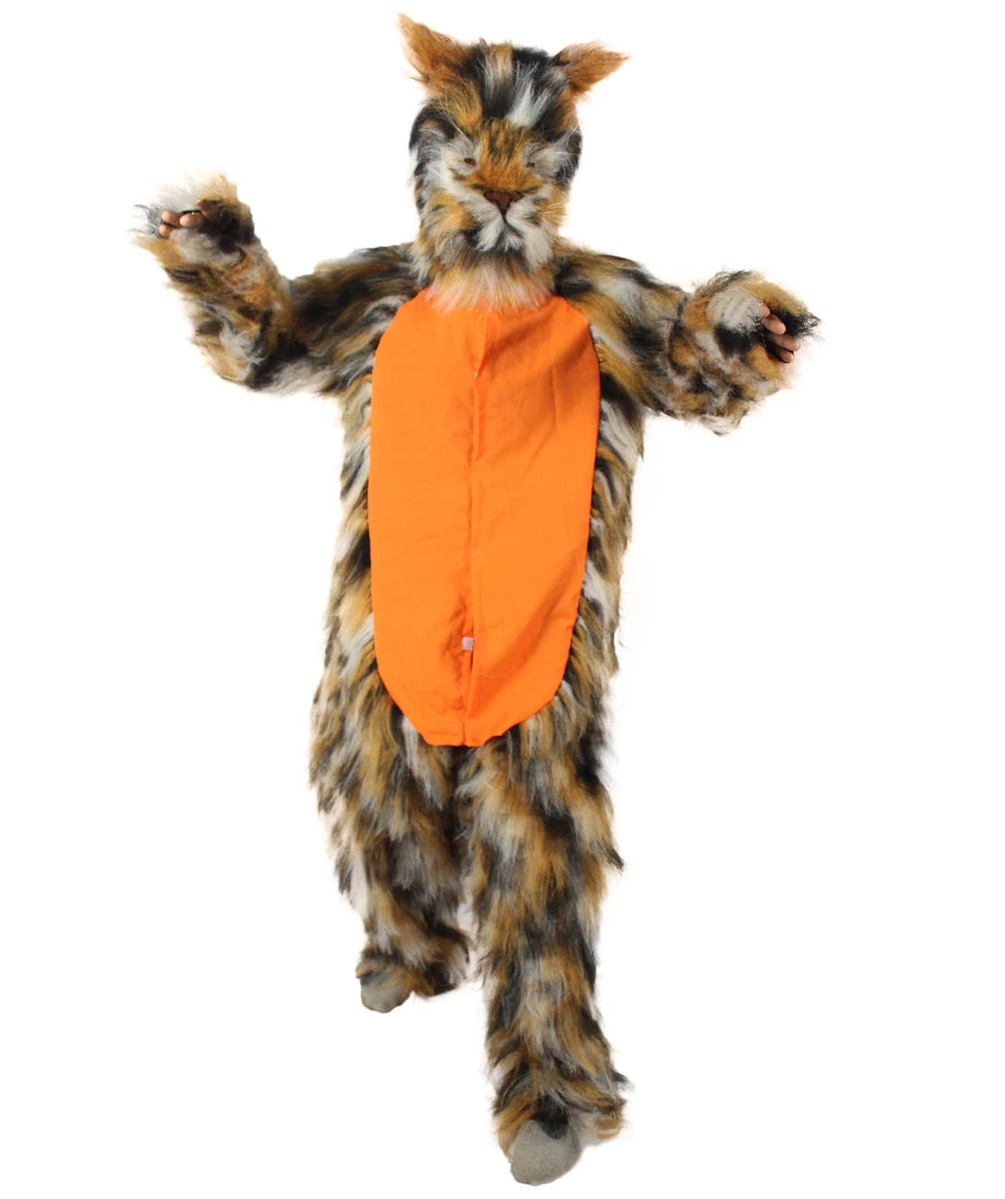 HPO Orange And Brown Spotted Leopard Costume With Mask - Long Synthetic Fibers Bundle Men's 1 HPO Orange And Brown Spotted Leopard Costume With Mask - Long Synthetic Fibers Bundle Men's