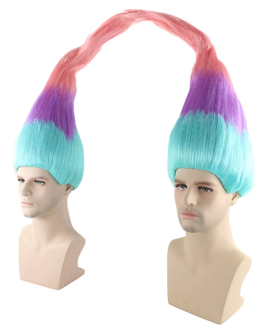 HPO Twin Troll Wig Set | 2 Detachable Rainbow Troll Wigs | Premium Breathable Halloween Wigs For 2 9 HPO Twin Troll Wig Set | 2 Detachable Rainbow Troll Wigs | Premium Breathable Halloween Wigs For 2