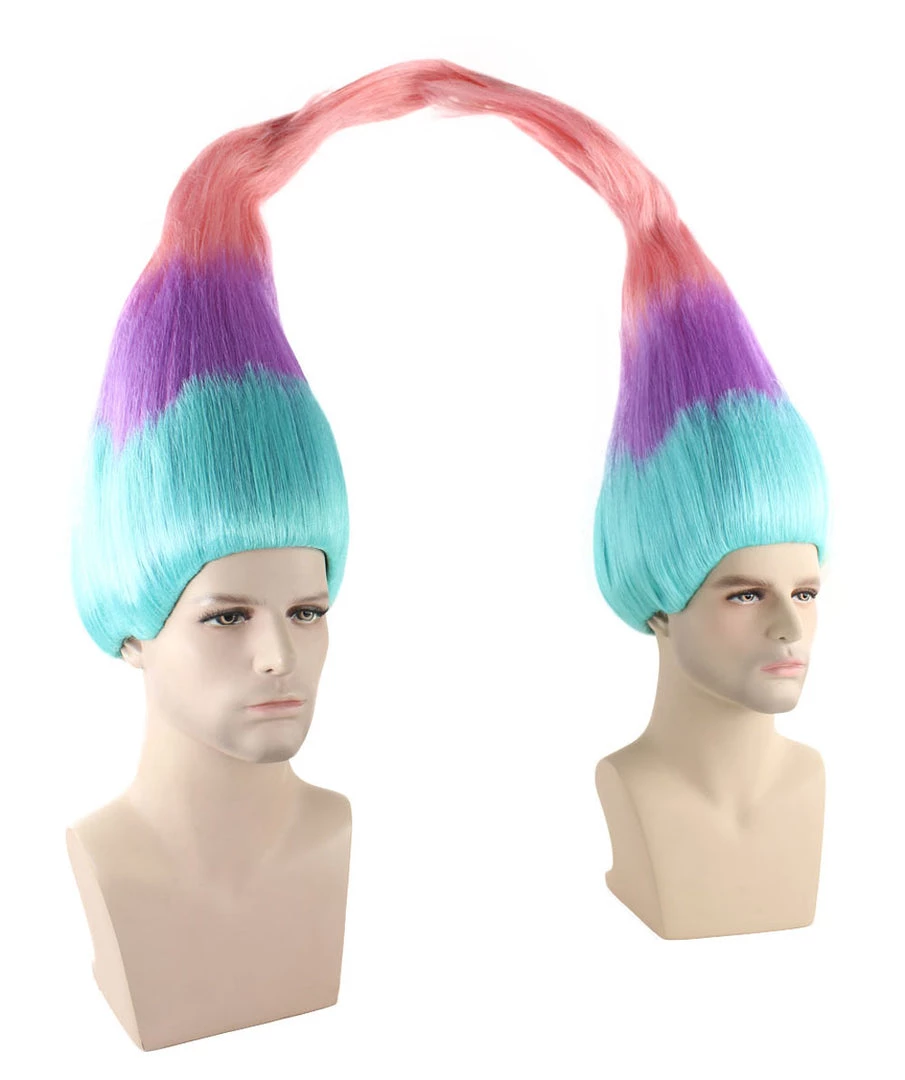 HPO Twin Troll Wig Set | 2 Detachable Rainbow Troll Wigs | Premium Breathable Halloween Wigs For 2 10 HPO Twin Troll Wig Set | 2 Detachable Rainbow Troll Wigs | Premium Breathable Halloween Wigs For 2