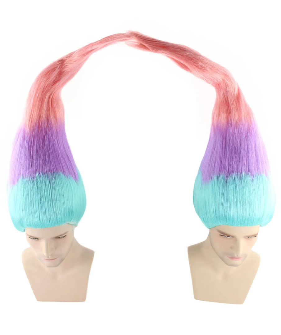 HPO Twin Troll Wig Set | 2 Detachable Rainbow Troll Wigs | Premium Breathable Halloween Wigs For 2 11 HPO Twin Troll Wig Set | 2 Detachable Rainbow Troll Wigs | Premium Breathable Halloween Wigs For 2