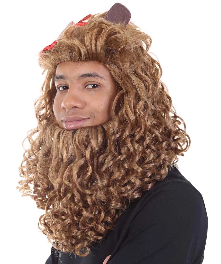 HPO Men's Mens Lion Wig | Brown Cosplay Wig | Premium Breathable Capless Cap 2 HPO Men's Mens Lion Wig | Brown Cosplay Wig | Premium Breathable Capless Cap