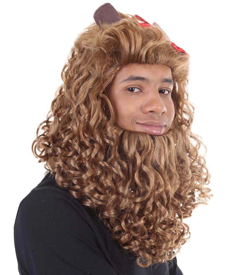 HPO Men's Mens Lion Wig | Brown Cosplay Wig | Premium Breathable Capless Cap 6 HPO Men's Mens Lion Wig | Brown Cosplay Wig | Premium Breathable Capless Cap