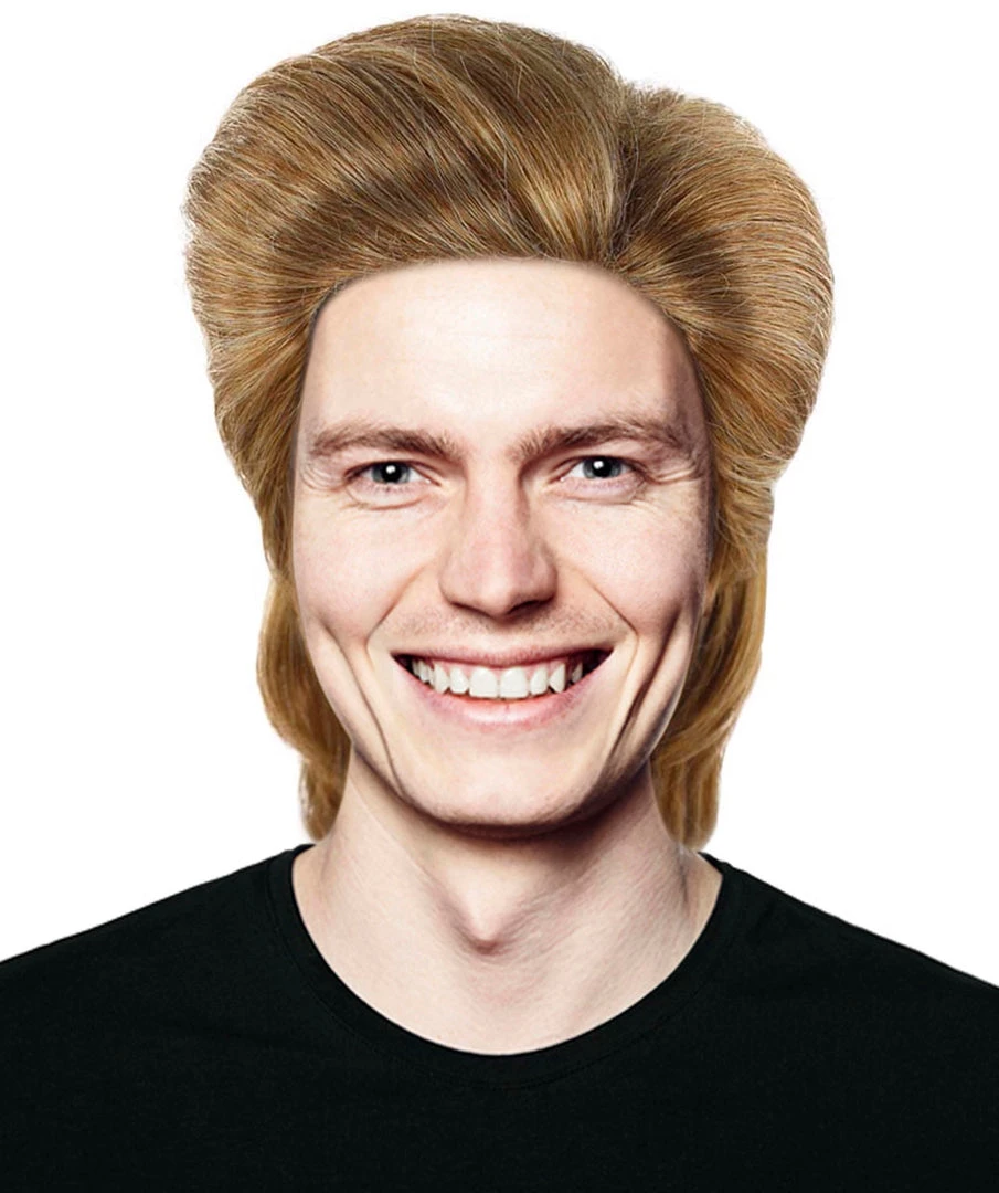 HPO Adult Men's Mullet Wig Brown | Premium Breathable Capless Cap 1 HPO Adult Men's Mullet Wig Brown | Premium Breathable Capless Cap