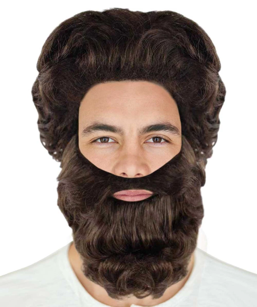 HPO Brown Pirate Mens Wig And Beard Set | Cosplay Halloween Wig | Premium Breathable Capless Cap 1 HPO Brown Pirate Mens Wig And Beard Set | Cosplay Halloween Wig | Premium Breathable Capless Cap