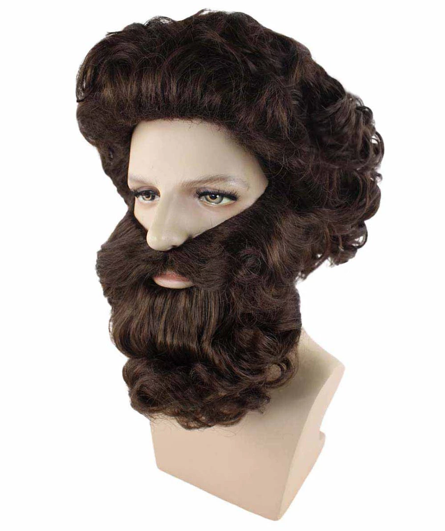 HPO Brown Pirate Mens Wig And Beard Set | Cosplay Halloween Wig | Premium Breathable Capless Cap 2 HPO Brown Pirate Mens Wig And Beard Set | Cosplay Halloween Wig | Premium Breathable Capless Cap