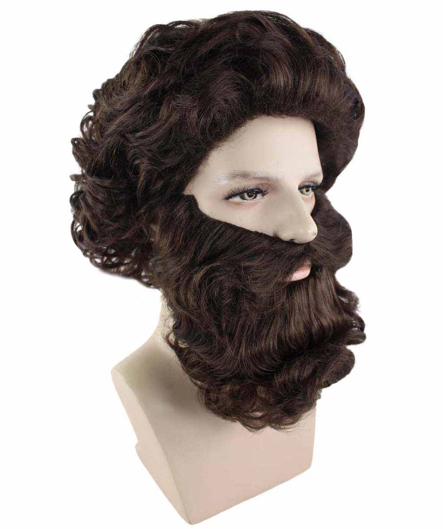 HPO Brown Pirate Mens Wig And Beard Set | Cosplay Halloween Wig | Premium Breathable Capless Cap 6 HPO Brown Pirate Mens Wig And Beard Set | Cosplay Halloween Wig | Premium Breathable Capless Cap