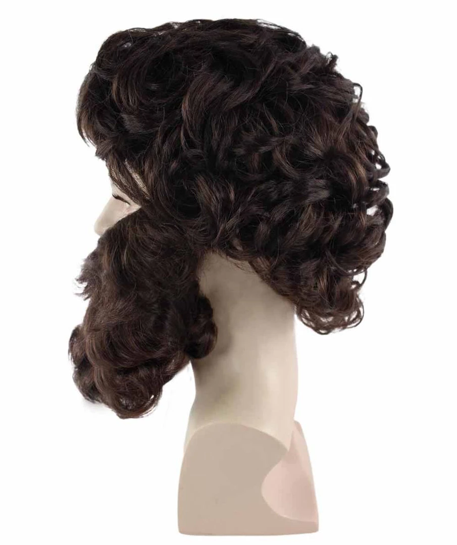 HPO Brown Pirate Mens Wig And Beard Set | Cosplay Halloween Wig | Premium Breathable Capless Cap 3 HPO Brown Pirate Mens Wig And Beard Set | Cosplay Halloween Wig | Premium Breathable Capless Cap