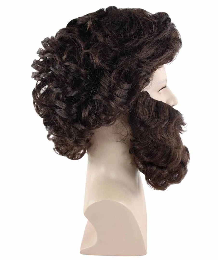 HPO Brown Pirate Mens Wig And Beard Set | Cosplay Halloween Wig | Premium Breathable Capless Cap 5 HPO Brown Pirate Mens Wig And Beard Set | Cosplay Halloween Wig | Premium Breathable Capless Cap