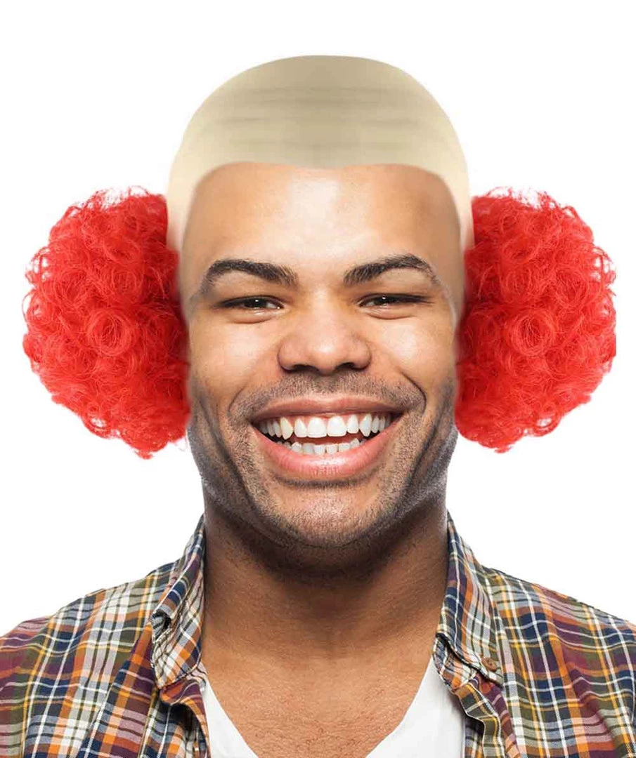 HPO Men's Bald Curly Red Mens Clown Wig | Red Wig With Cap 1 HPO Men's Bald Curly Red Mens Clown Wig | Red Wig With Cap