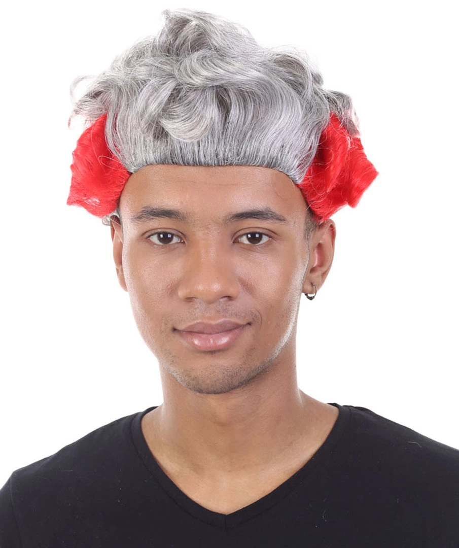 HPO 18th Century Wig | Red & Grey Historical Wig | Premium Breathable Capless Cap Men's Wigs 1 HPO 18th Century Wig | Red & Grey Historical Wig | Premium Breathable Capless Cap Men's Wigs