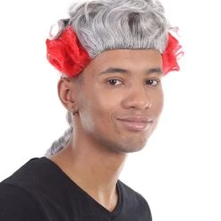 HPO 18th Century Wig | Red & Grey Historical Wig | Premium Breathable Capless Cap Men's Wigs 14 HPO 18th Century Wig | Red & Grey Historical Wig | Premium Breathable Capless Cap Men's Wigs