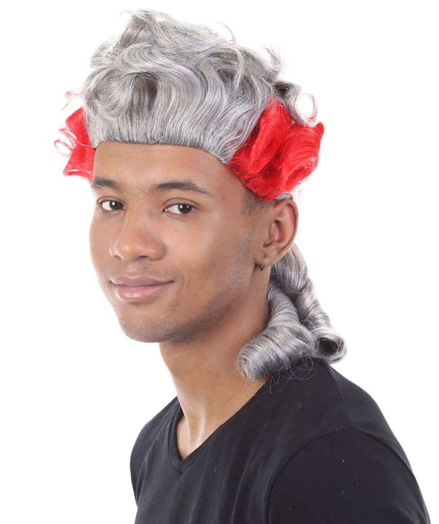 HPO 18th Century Wig | Red & Grey Historical Wig | Premium Breathable Capless Cap Men's Wigs 3 HPO 18th Century Wig | Red & Grey Historical Wig | Premium Breathable Capless Cap Men's Wigs