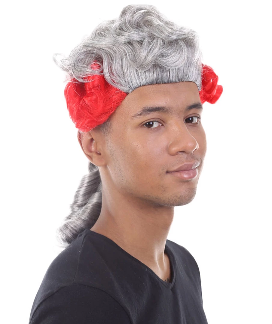 HPO 18th Century Wig | Red & Grey Historical Wig | Premium Breathable Capless Cap Men's Wigs 5 HPO 18th Century Wig | Red & Grey Historical Wig | Premium Breathable Capless Cap Men's Wigs