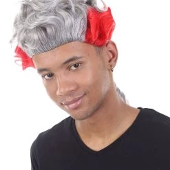 HPO 18th Century Wig | Red & Grey Historical Wig | Premium Breathable Capless Cap Men's Wigs