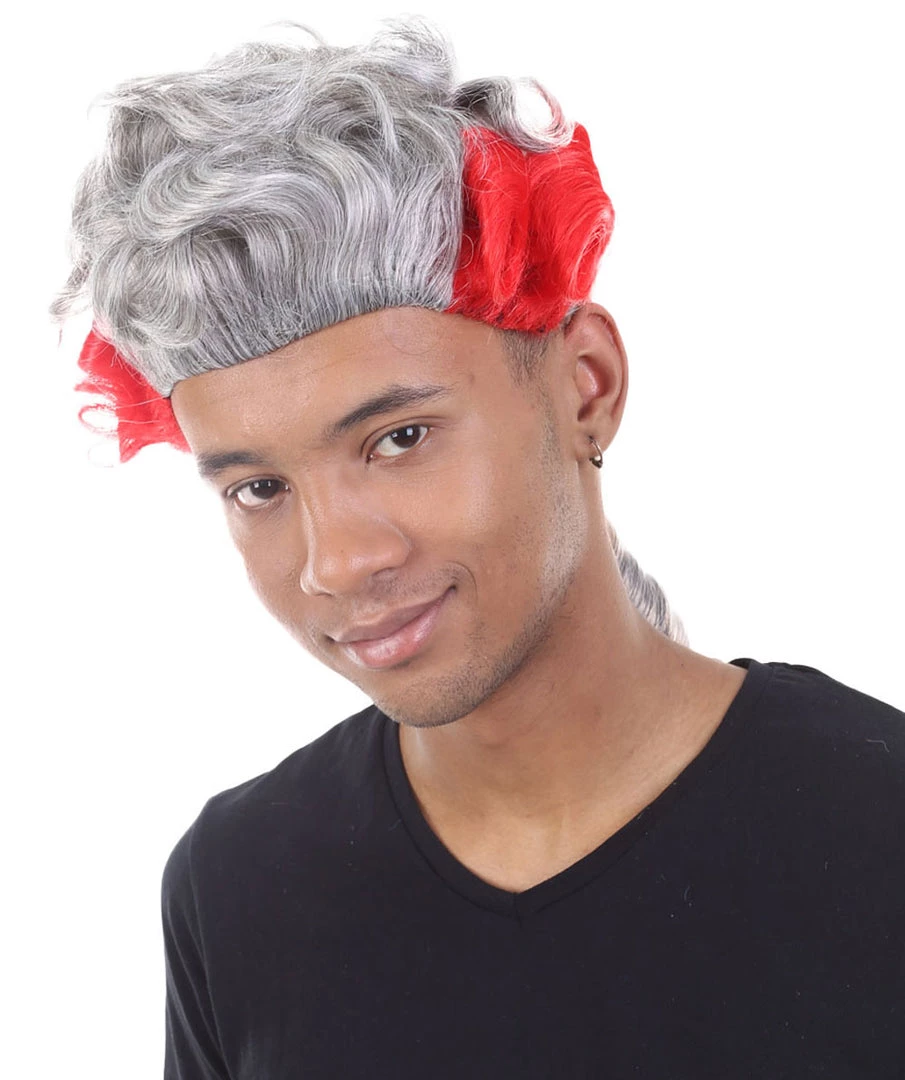 HPO 18th Century Wig | Red & Grey Historical Wig | Premium Breathable Capless Cap Men's Wigs 2 HPO 18th Century Wig | Red & Grey Historical Wig | Premium Breathable Capless Cap Men's Wigs