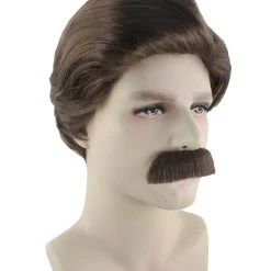 HPO Men's Men Brown Wig With Moustache Set | Cosplay Halloween Wig | Premium Breathable Capless Cap 14 HPO Men's Men Brown Wig With Moustache Set | Cosplay Halloween Wig | Premium Breathable Capless Cap