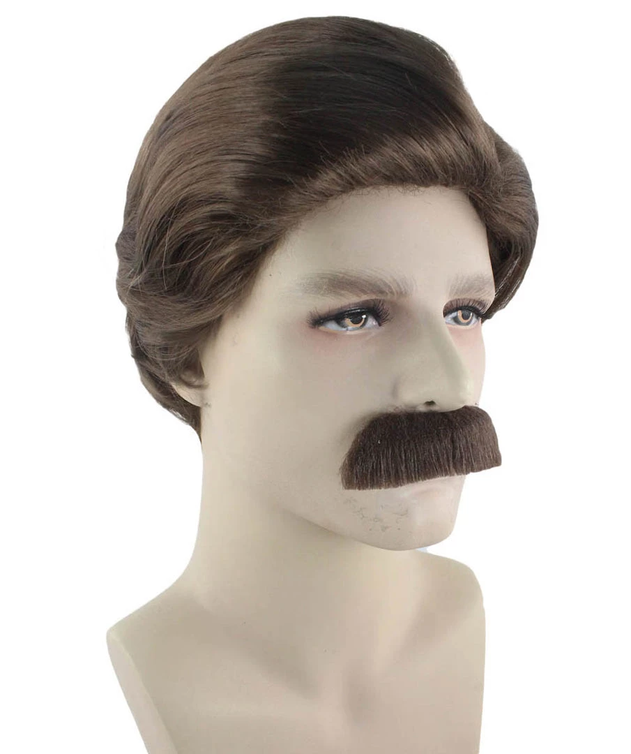 HPO Men's Men Brown Wig With Moustache Set | Cosplay Halloween Wig | Premium Breathable Capless Cap 6 HPO Men's Men Brown Wig With Moustache Set | Cosplay Halloween Wig | Premium Breathable Capless Cap