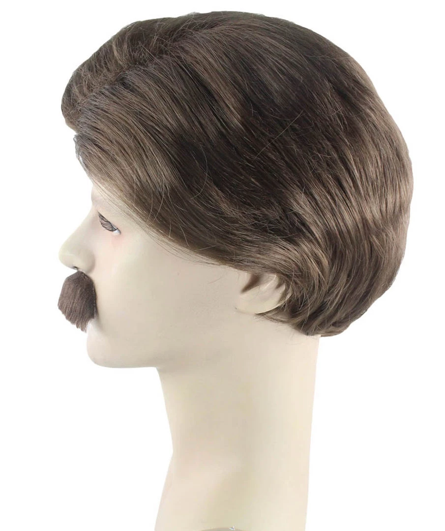 HPO Men's Men Brown Wig With Moustache Set | Cosplay Halloween Wig | Premium Breathable Capless Cap 3 HPO Men's Men Brown Wig With Moustache Set | Cosplay Halloween Wig | Premium Breathable Capless Cap