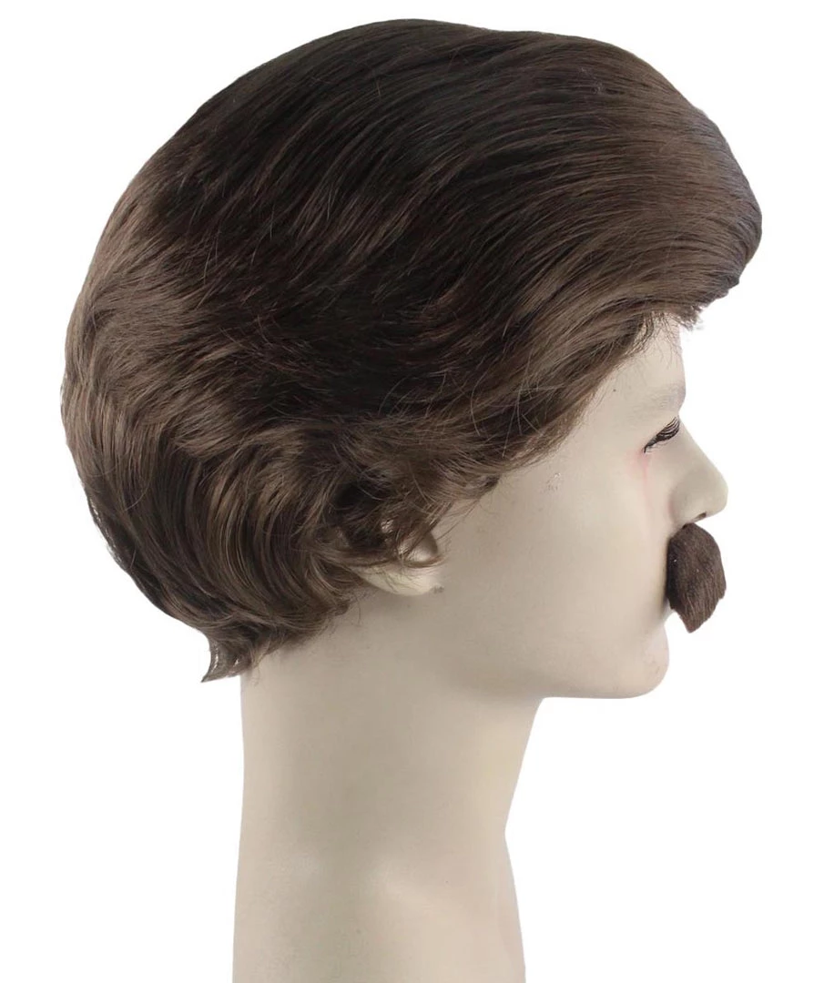 HPO Men's Men Brown Wig With Moustache Set | Cosplay Halloween Wig | Premium Breathable Capless Cap 5 HPO Men's Men Brown Wig With Moustache Set | Cosplay Halloween Wig | Premium Breathable Capless Cap