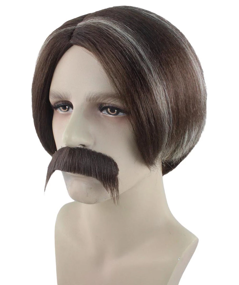 HPO Men's Men Brown Wig With Moustache Set | Cosplay Halloween Wig | Premium Breathable Capless Cap 2 HPO Men's Men Brown Wig With Moustache Set | Cosplay Halloween Wig | Premium Breathable Capless Cap