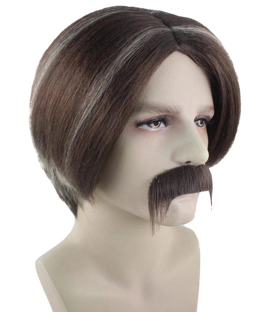 HPO Men's Men Brown Wig With Moustache Set | Cosplay Halloween Wig | Premium Breathable Capless Cap 6 HPO Men's Men Brown Wig With Moustache Set | Cosplay Halloween Wig | Premium Breathable Capless Cap