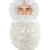 HPO Men's Professional Mens Santa Wig And Full Beard Set | White Merry Christmas Wig | Premium Breathable Capless Cap