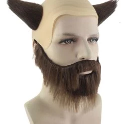 HPO Mens Viking Wig With Beard Set | Cosplay Halloween Wig With Horn Men's