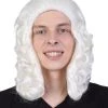 HPO Colonial Judge Mens White Wig | Cosplay Halloween Wig | Premium Breathable Capless Cap