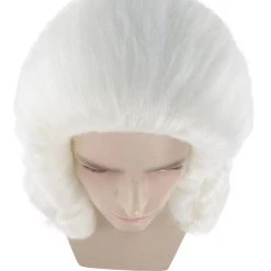 HPO Colonial Judge Mens White Wig | Cosplay Halloween Wig | Premium Breathable Capless Cap