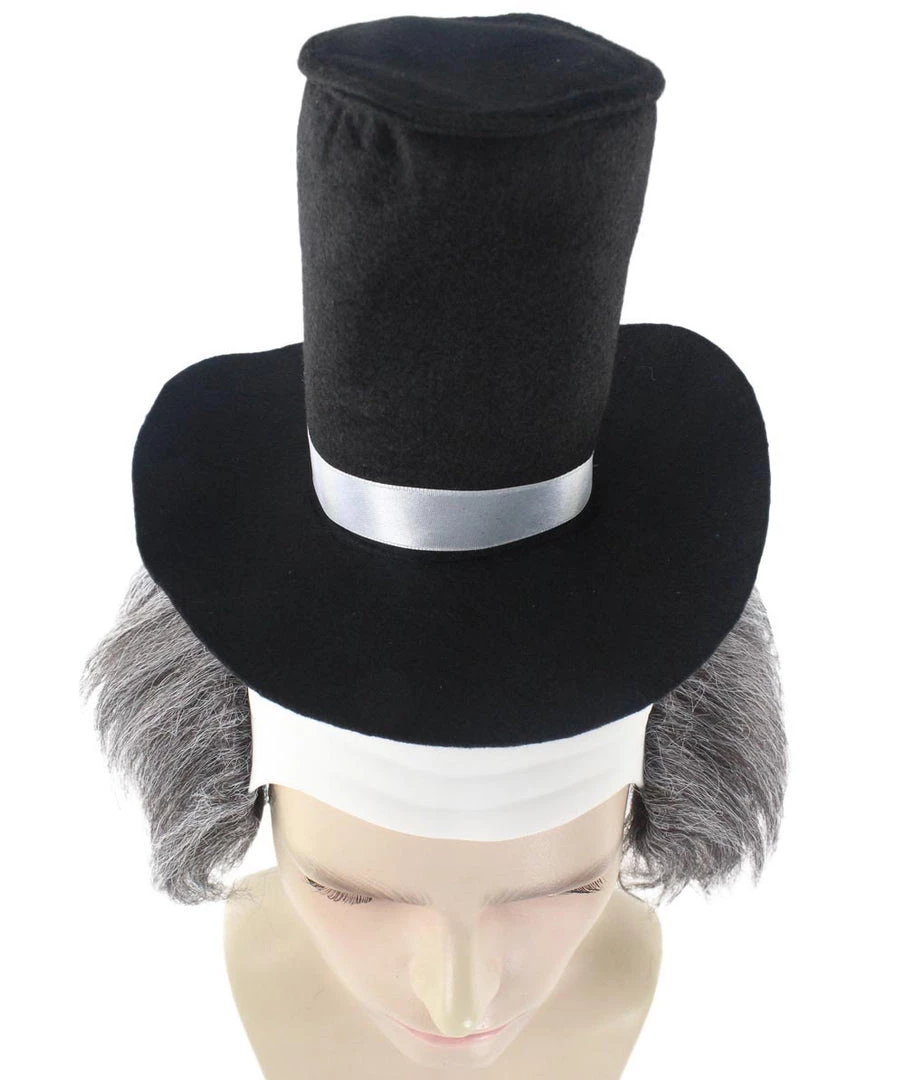 HPO Men's Horror Clown Mens Wig With Hat | Grey Ghost Wig 7 HPO Men's Horror Clown Mens Wig With Hat | Grey Ghost Wig