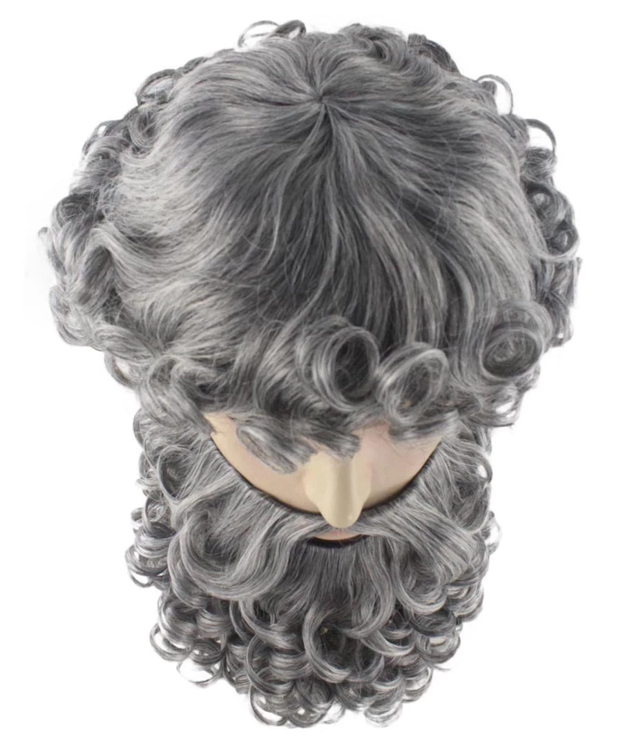 HPO God Zeus Mens Wig And Full Beard Set | Gray Cosplay Halloween Wig | Premium Breathable Capless Cap 8 HPO God Zeus Mens Wig And Full Beard Set | Gray Cosplay Halloween Wig | Premium Breathable Capless Cap