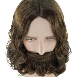 HPO Mens Biblical Wig And Beard Set Brown | Premium Breathable Capless Cap 15 HPO Mens Biblical Wig And Beard Set Brown | Premium Breathable Capless Cap