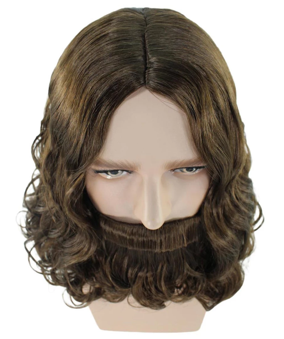 HPO Mens Biblical Wig And Beard Set Brown | Premium Breathable Capless Cap 7 HPO Mens Biblical Wig And Beard Set Brown | Premium Breathable Capless Cap