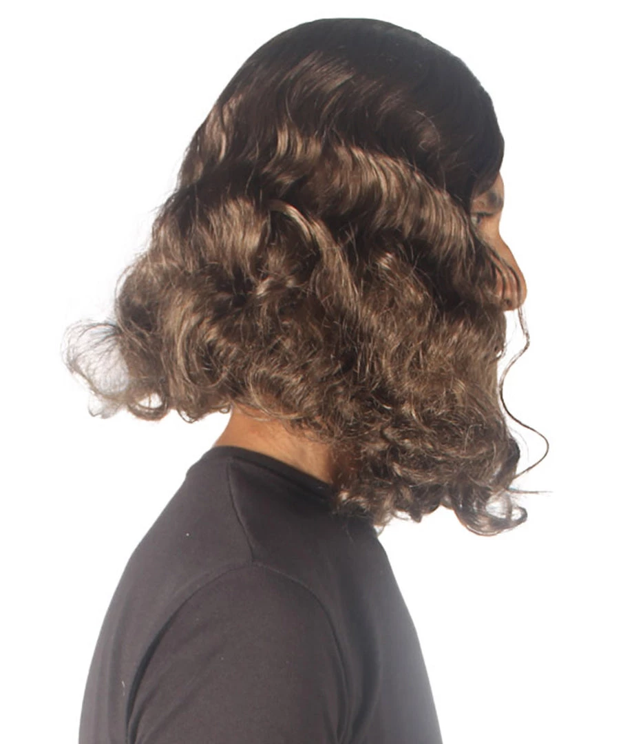 HPO Mens Biblical Wig And Beard Set Brown | Premium Breathable Capless Cap 6 HPO Mens Biblical Wig And Beard Set Brown | Premium Breathable Capless Cap