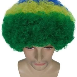 FLAGWIGS Brazil Sport Afro Fun Wig | Jumbo Super Size Green Yellow Blue Wig SALE