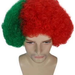 FLAGWIGS Portugal Sport Afro Fun Wig | Red Green Cosplay Halloween Wig SALE