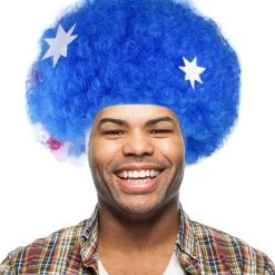 FLAGWIGS Australia Sport Afro Fun Wig | Blue Flag Jumbo Wig SALE