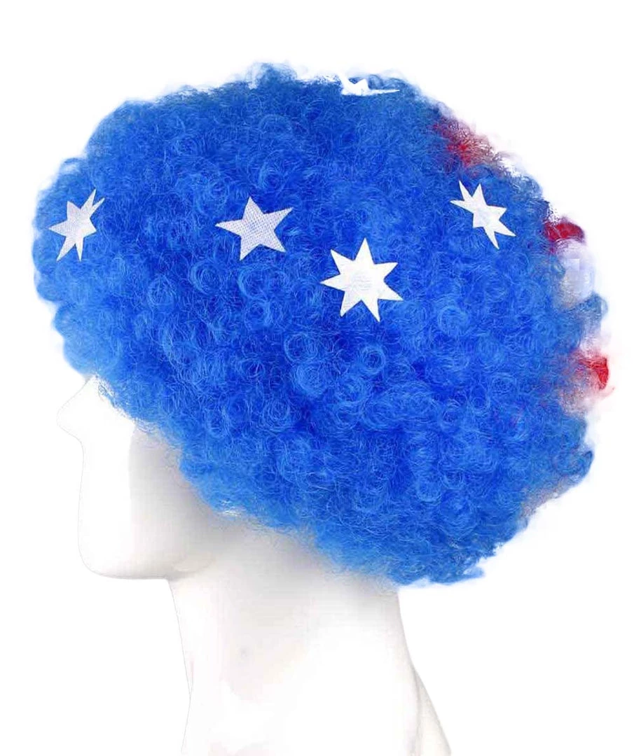 FLAGWIGS Australia Sport Afro Fun Wig | Blue Flag Jumbo Wig SALE 2 FLAGWIGS Australia Sport Afro Fun Wig | Blue Flag Jumbo Wig SALE